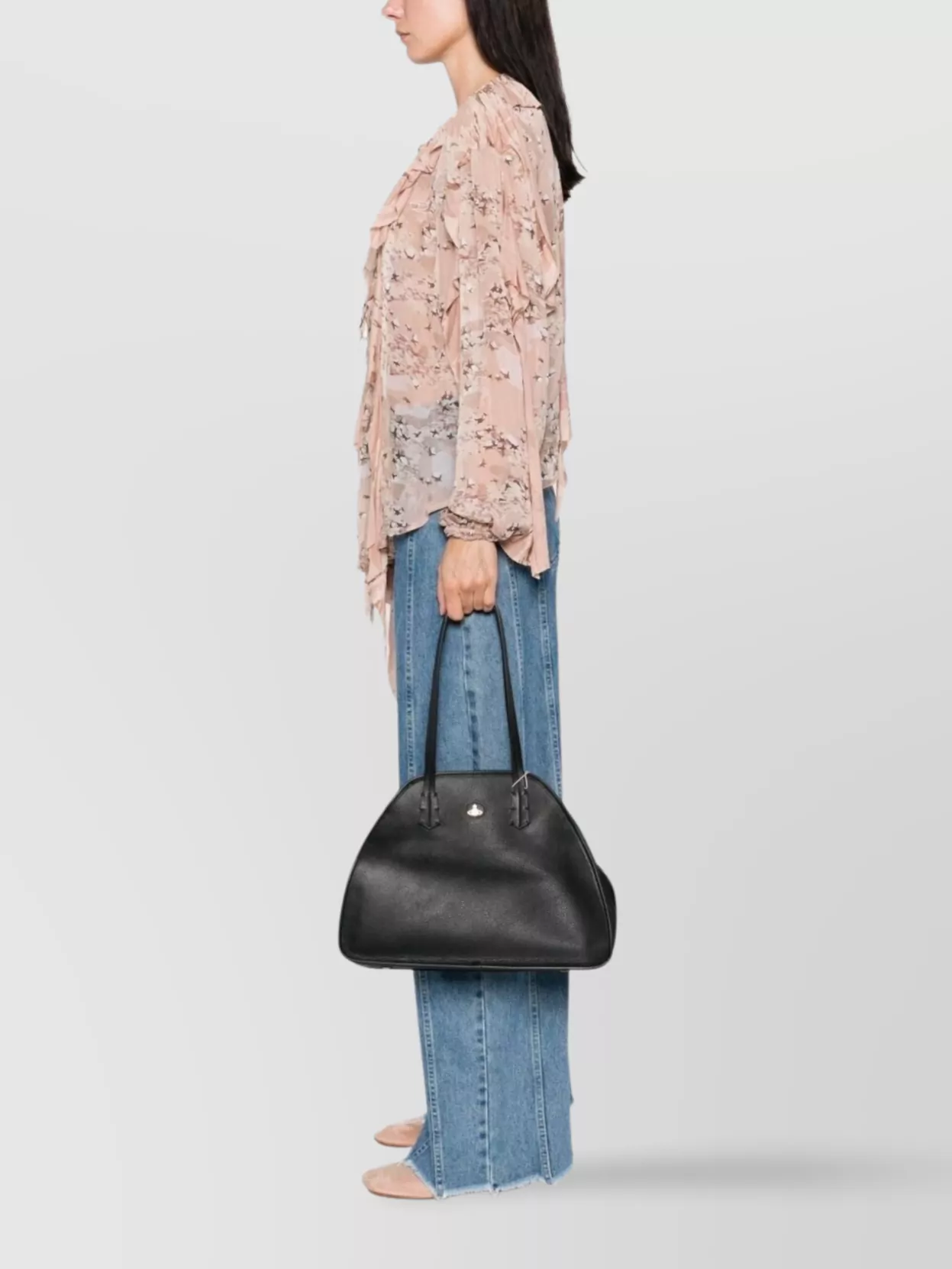 Vivienne Westwood Buckle Leather Shoulder Bag With Curved Silhouette