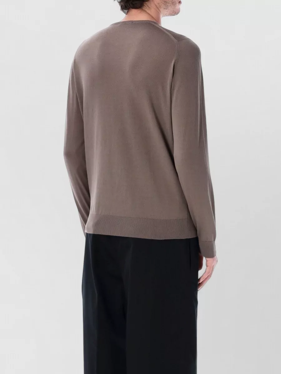 John Smedley Cotton Fine-Knit Crew-Neck Long-Sleeve Sweater