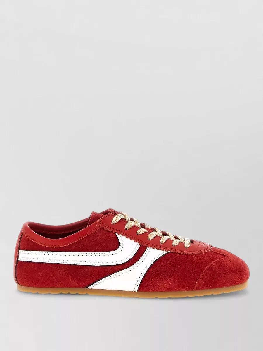 Dries Van Noten Suede Sneakers Contrast Stripe Low Top Rubber