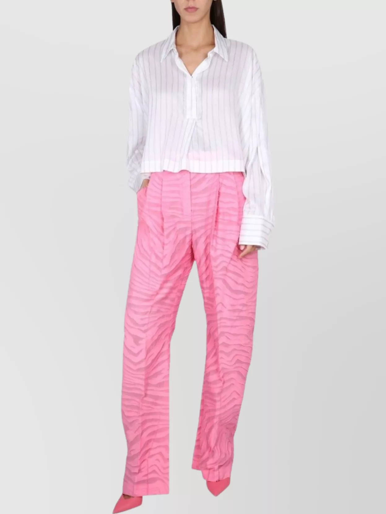 Attico Gary Zebra Cotton Jacquard Lantern Pants