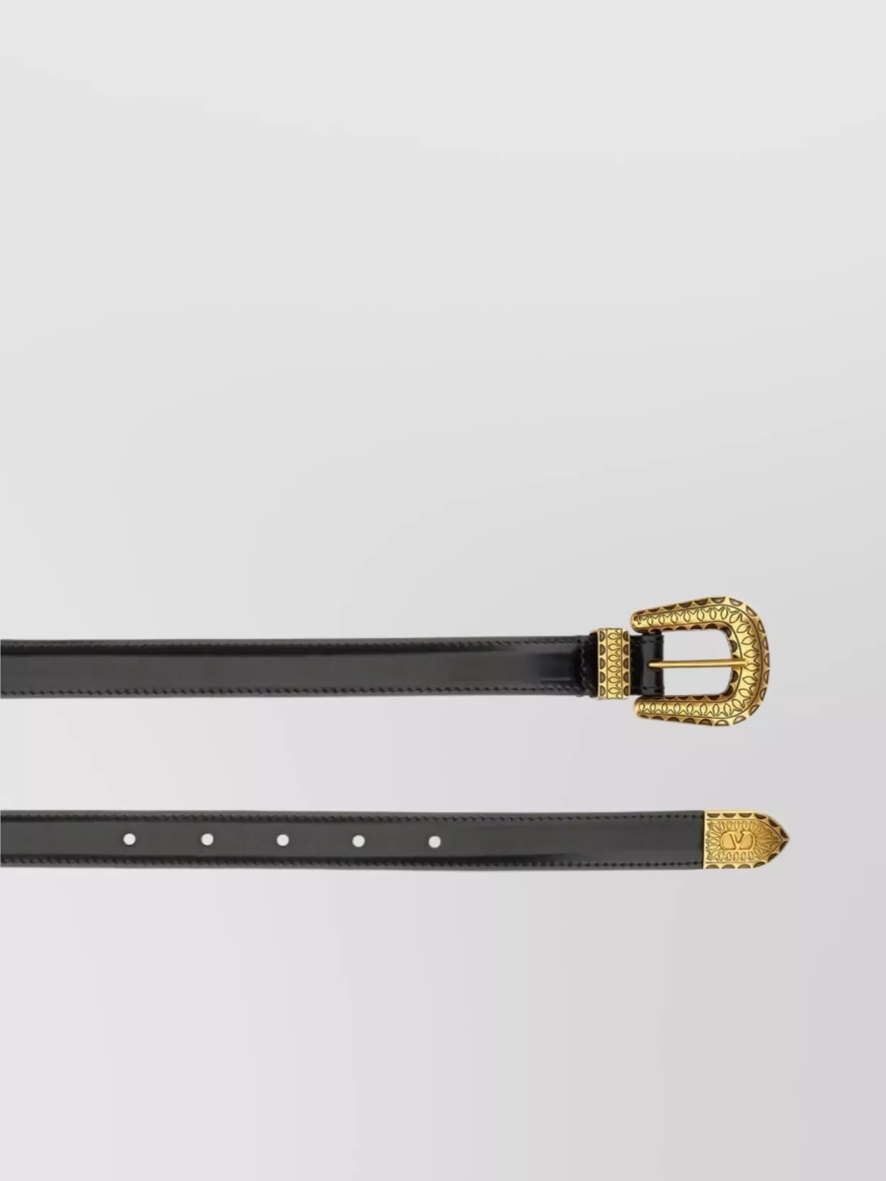 Valentino Garavani Adjustable Gold-Tone Embossed Buckle Belt