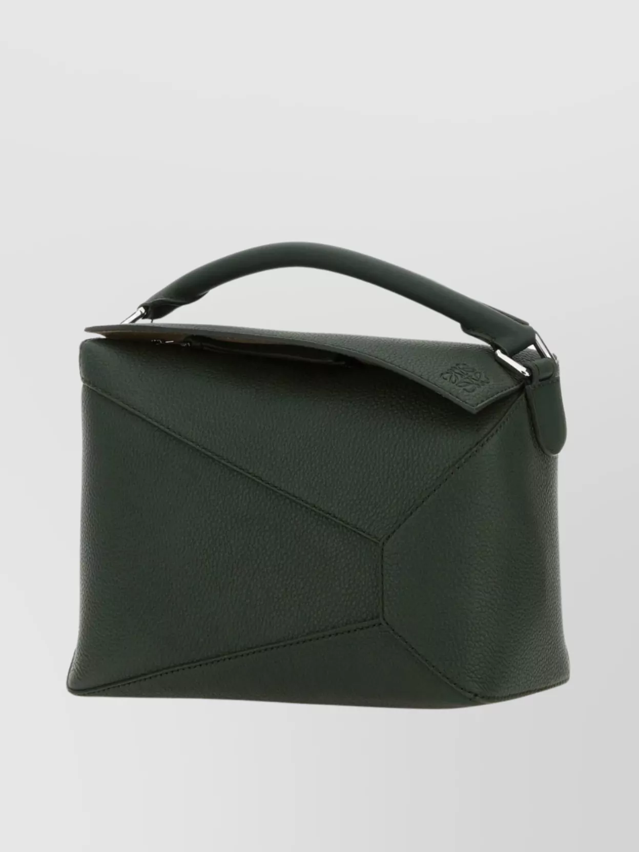 Loewe Puzzle Handbag With Geometric Pattern And Top Handle In Green