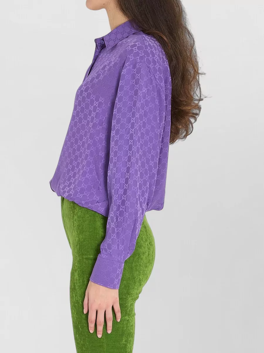 Gucci Gg Monogram Silk Shirt Soft Fit