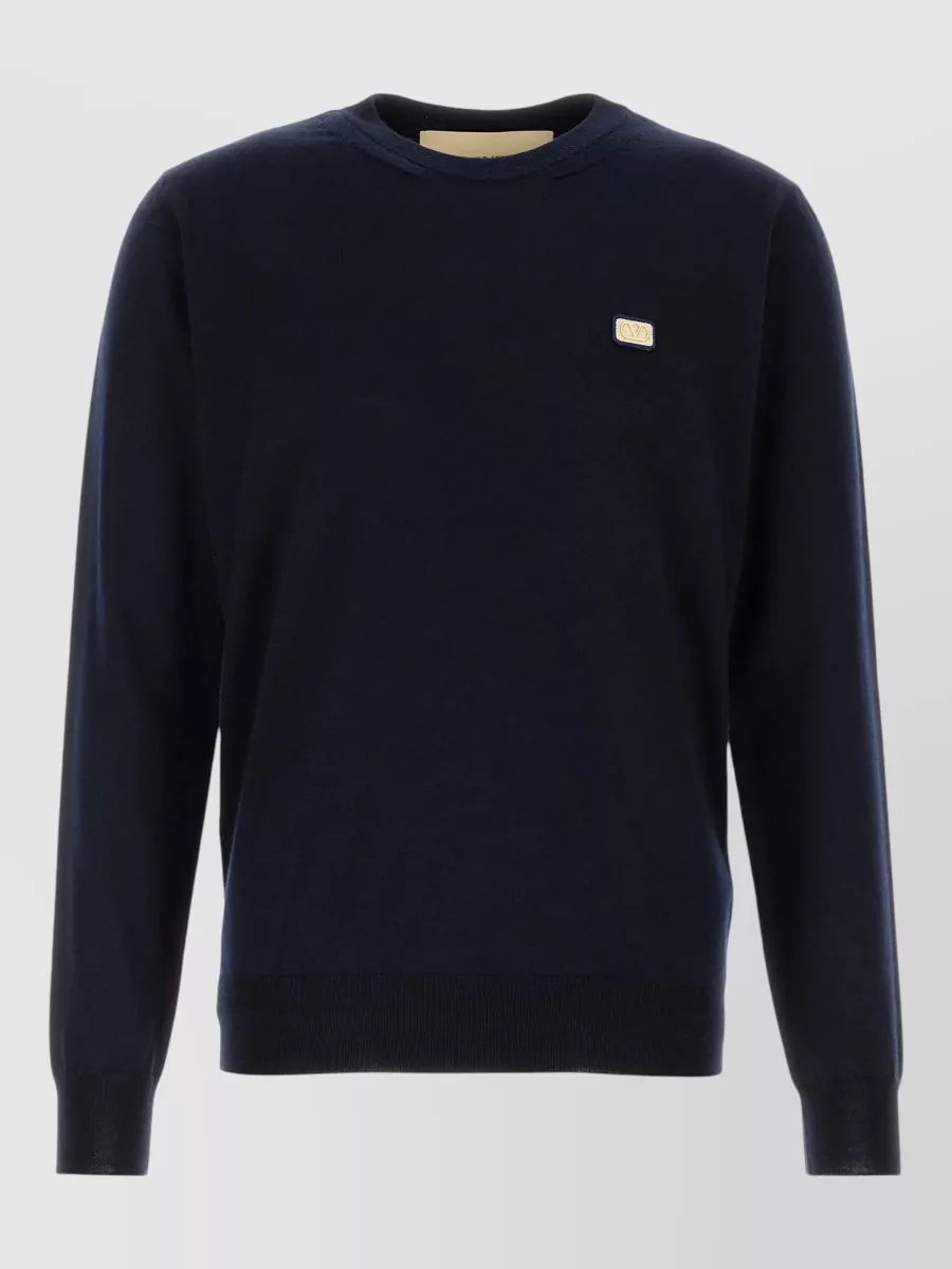 Valentino wool logo-patch crewneck sweater
