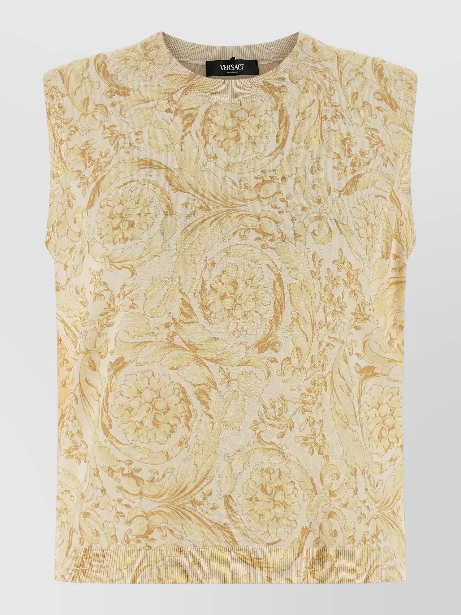 Versace silk barocco printed crewneck vest