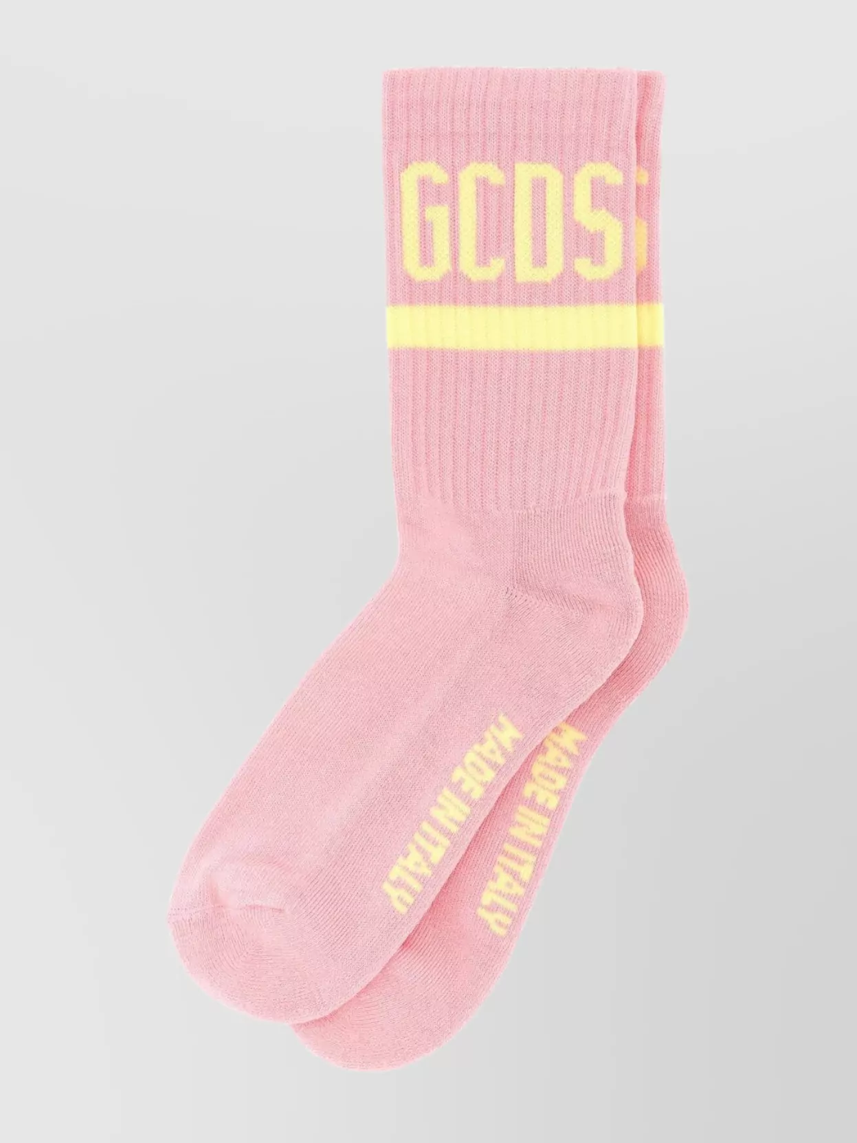 GCDS EMBROIDERED COTTON BLEND SOCKS WITH RIBBED CUFFS