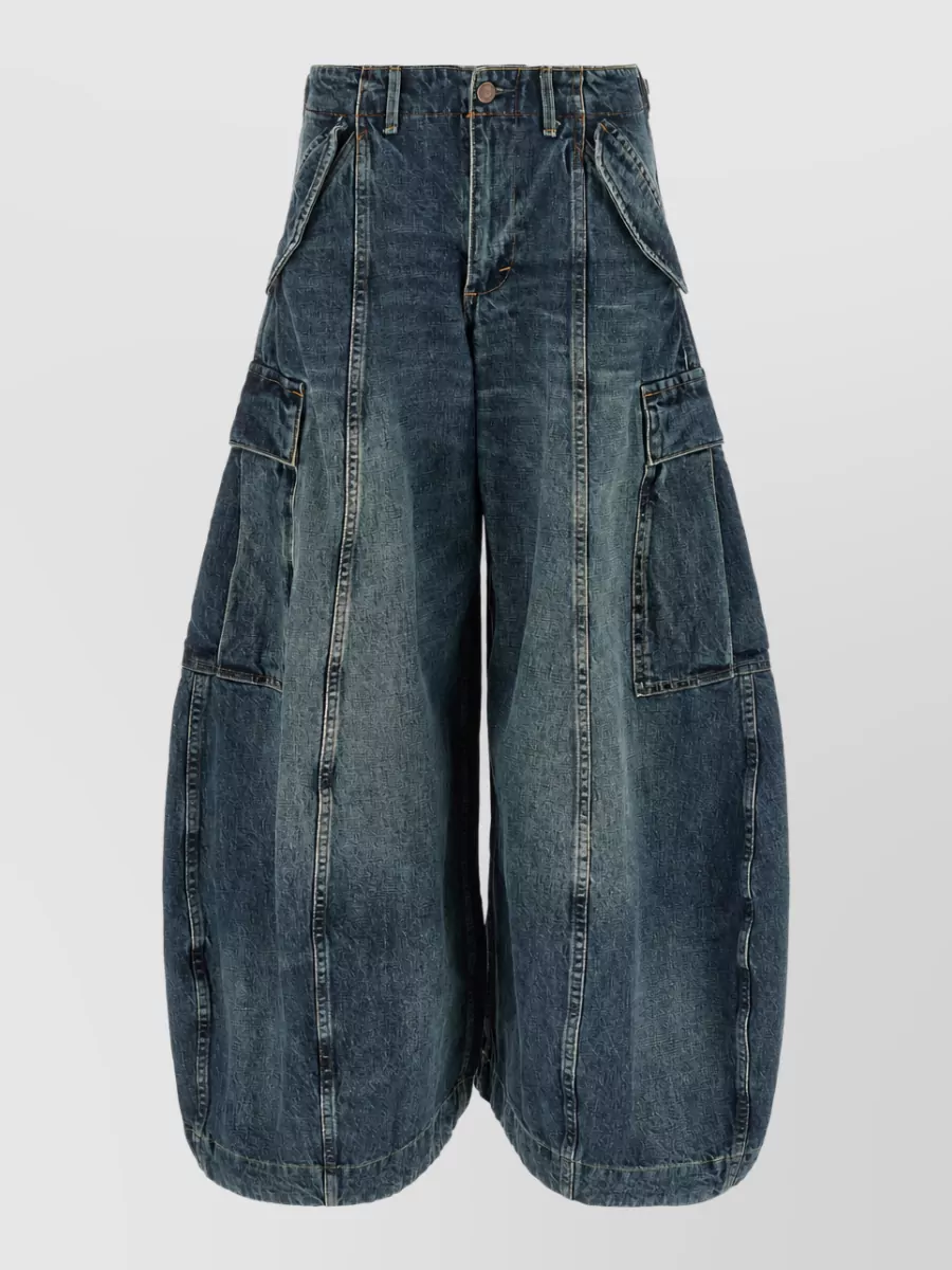 R13 denim oversized balloon cargo jeans