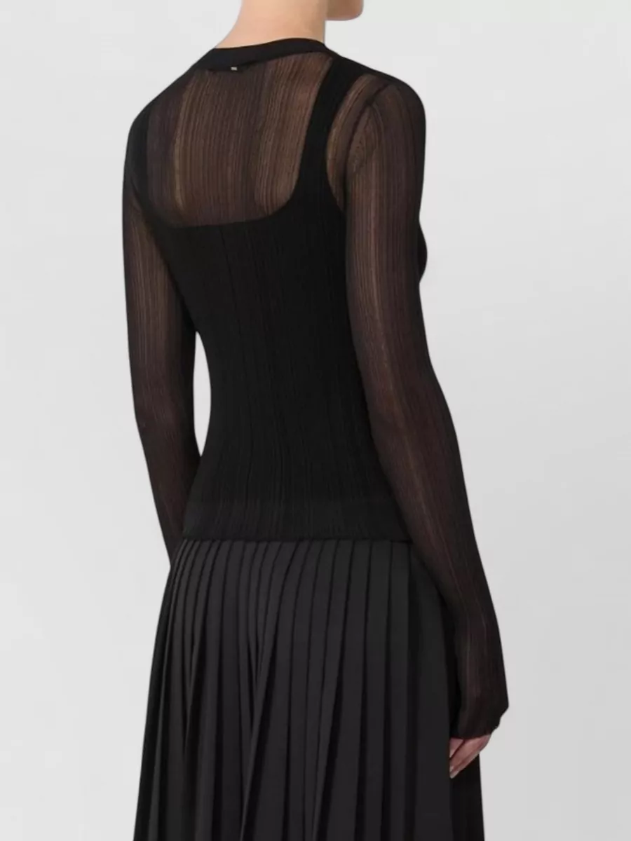 Sportmax Knit Crew Neck Fitted Long Sleeve Top