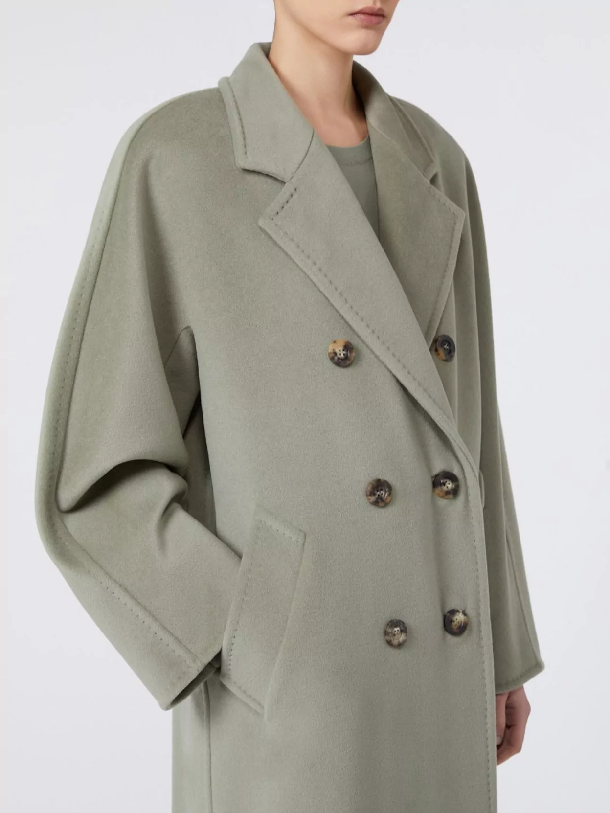 Max Mara Coat Wool Tortoiseshell Buttons In Green