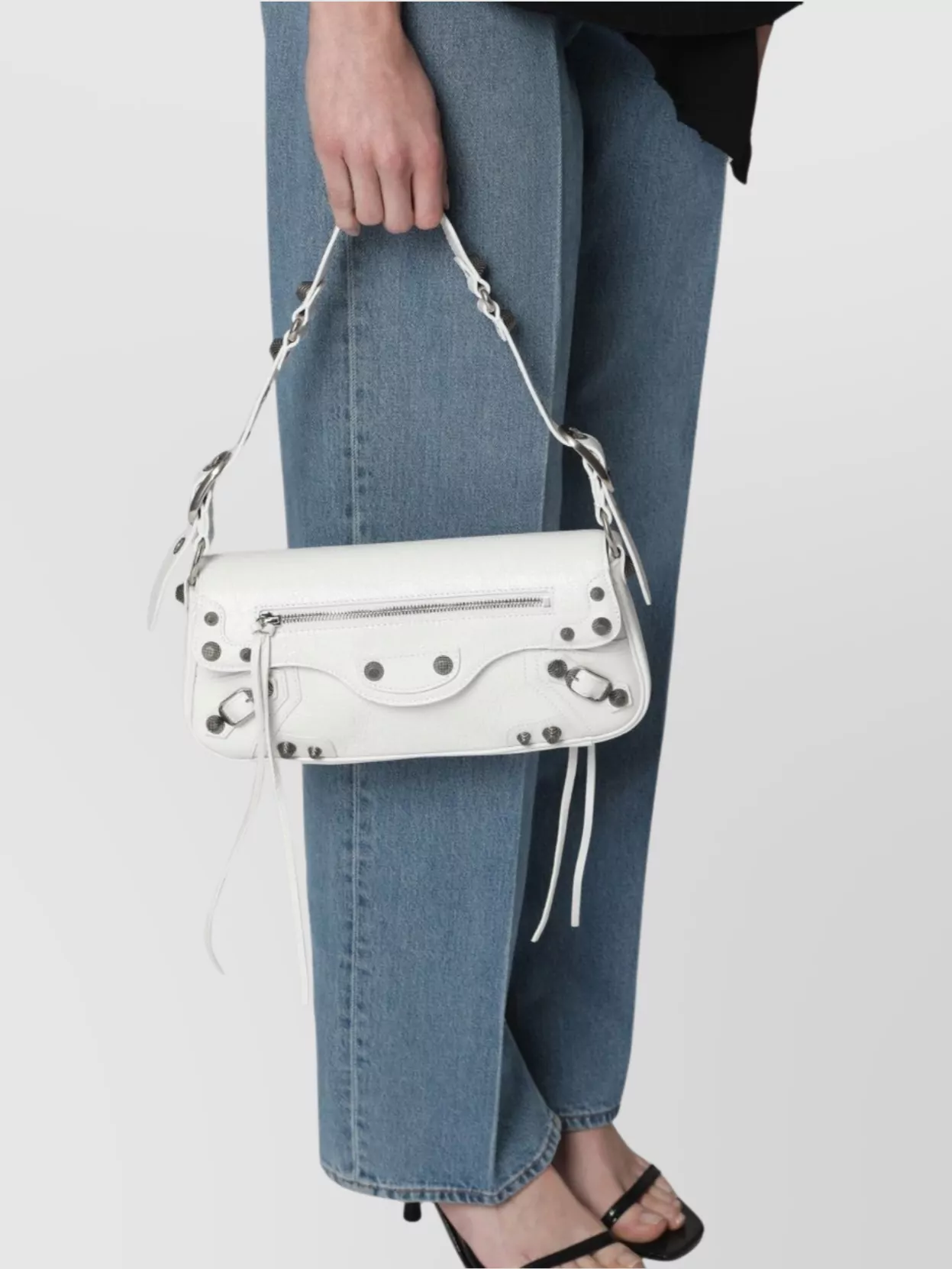 Balenciaga Leather Crossbody Bag Featuring Studs