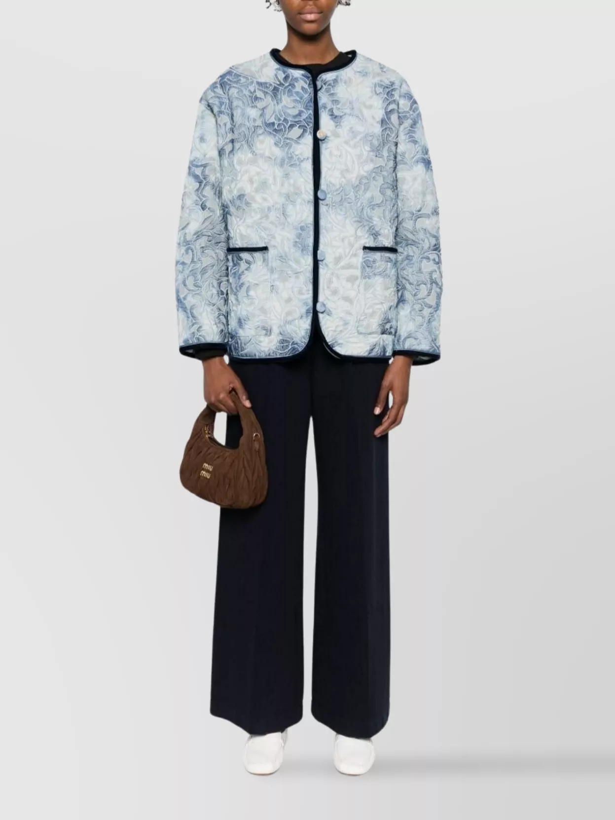 Forte Forte Floral Pattern Cotton Jacket Featuring Pockets In Blue