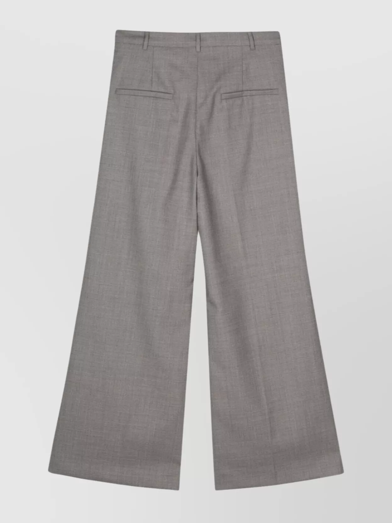 Low Classic Wide Leg Wool Trouser With Belt Loops In Gray