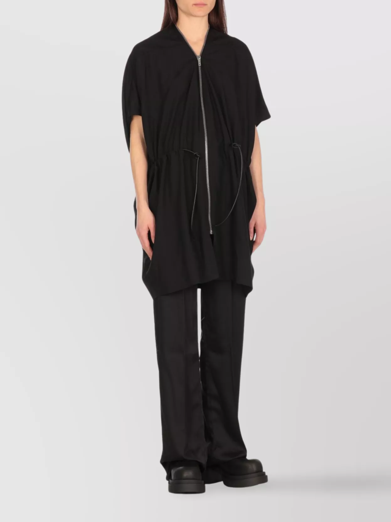 Rick Owens Women Wool Coat Drawstring Waist