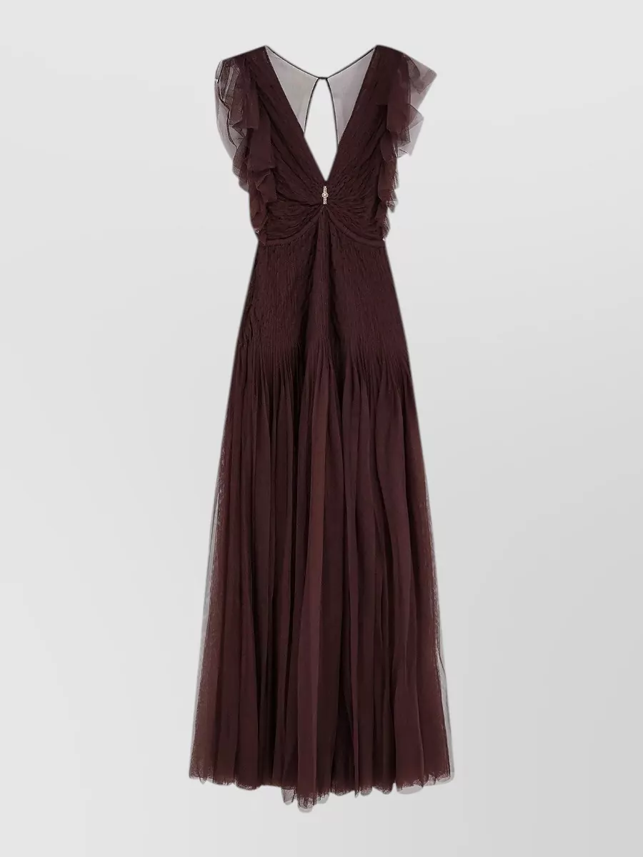 Elisabetta Franchi pleated v-neck maxi dress