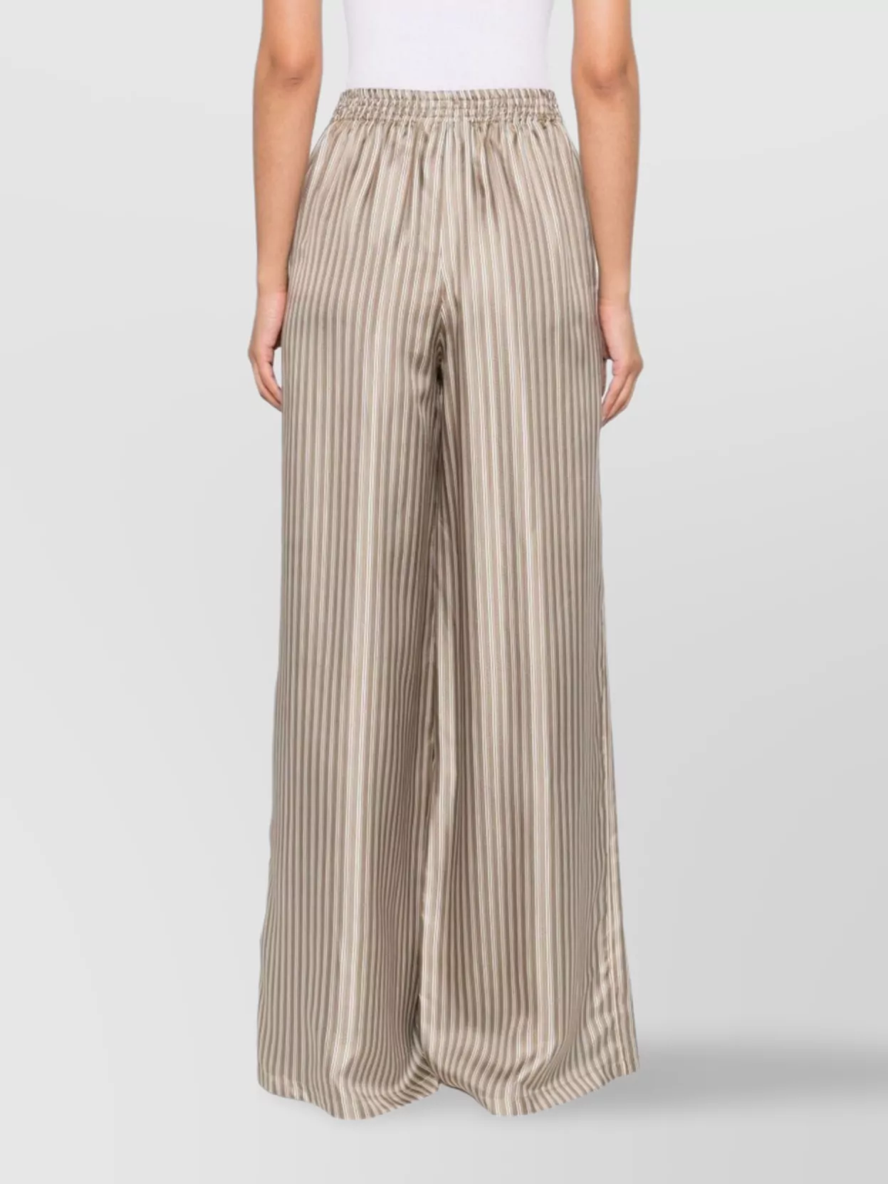 Max Mara Ladino Striped Silk Twill Pants Trousers Multicolor In Neutral