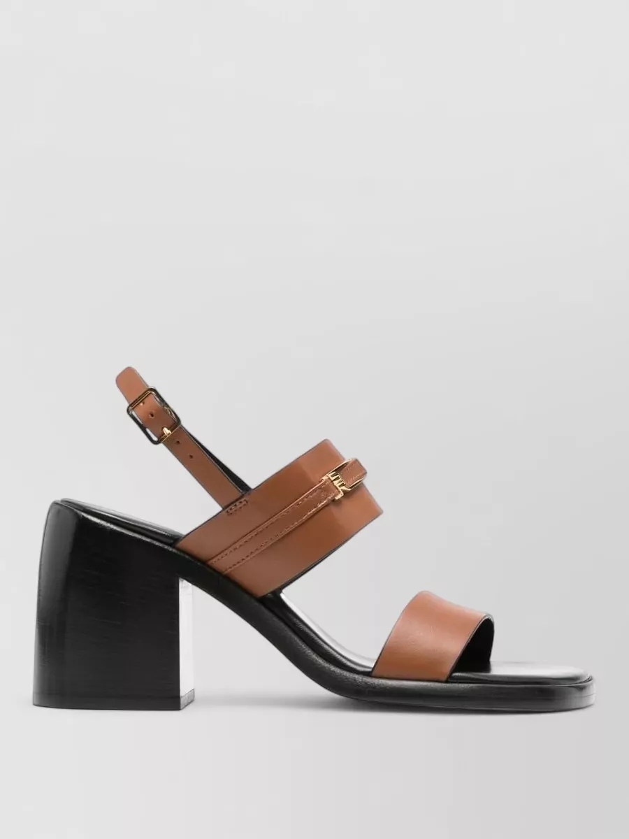 Sergio Rossi Leather Slingback Block Heel Sandals