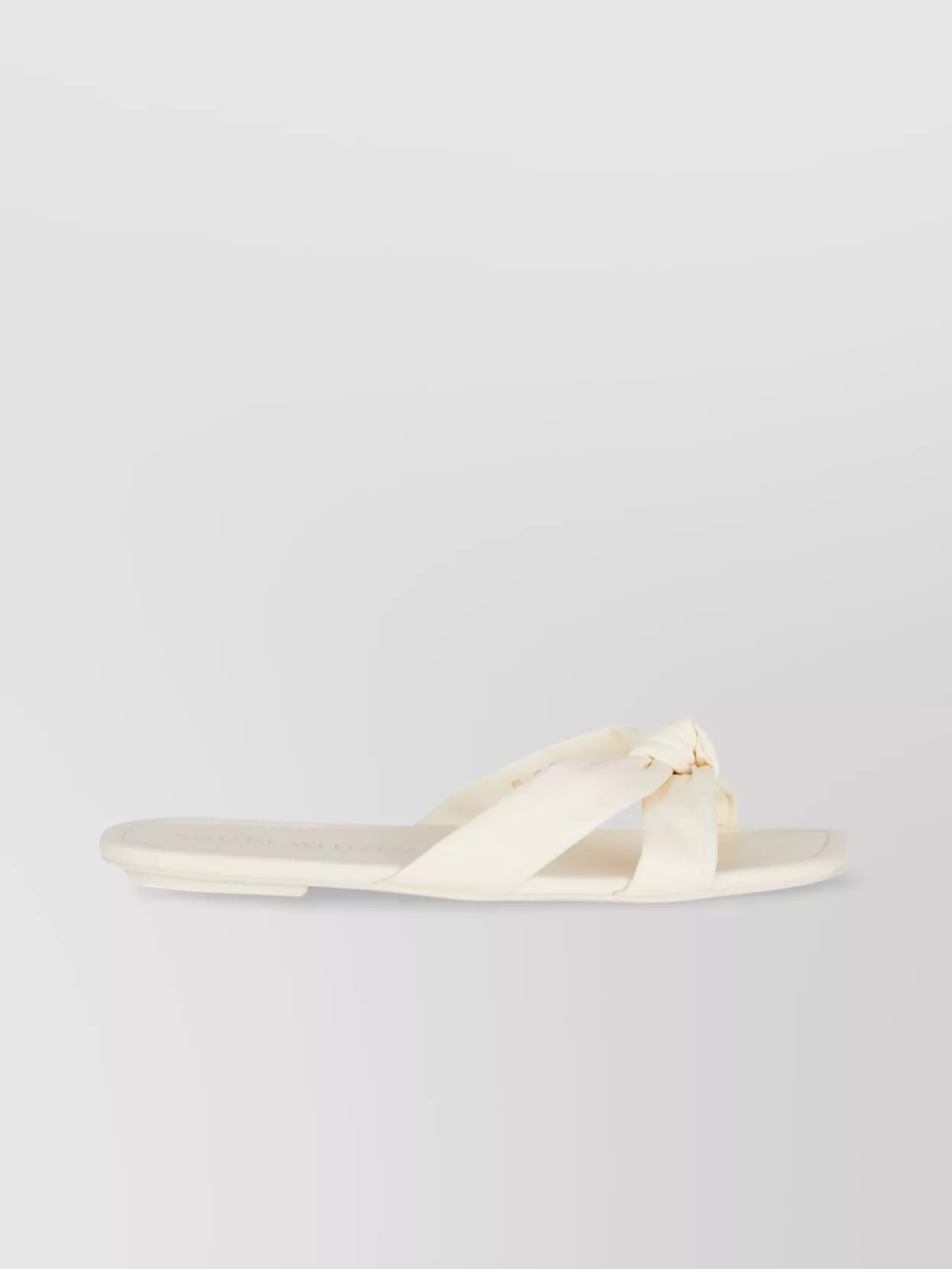 Stuart Weitzman Flat Sole Knot Detail Open Toe Slippers In White