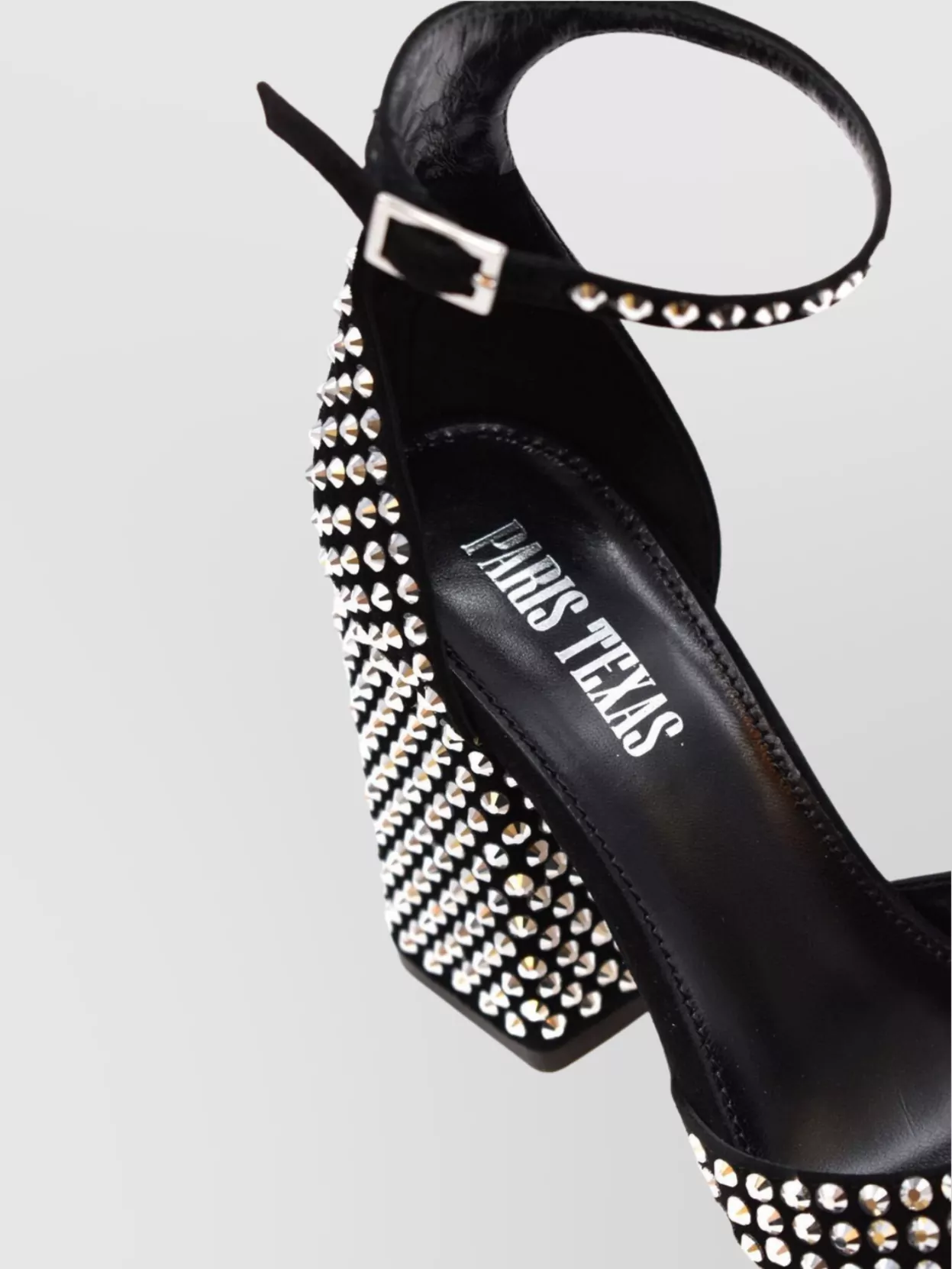Paris Texas Heel Block Stud Embellishments Open Toe