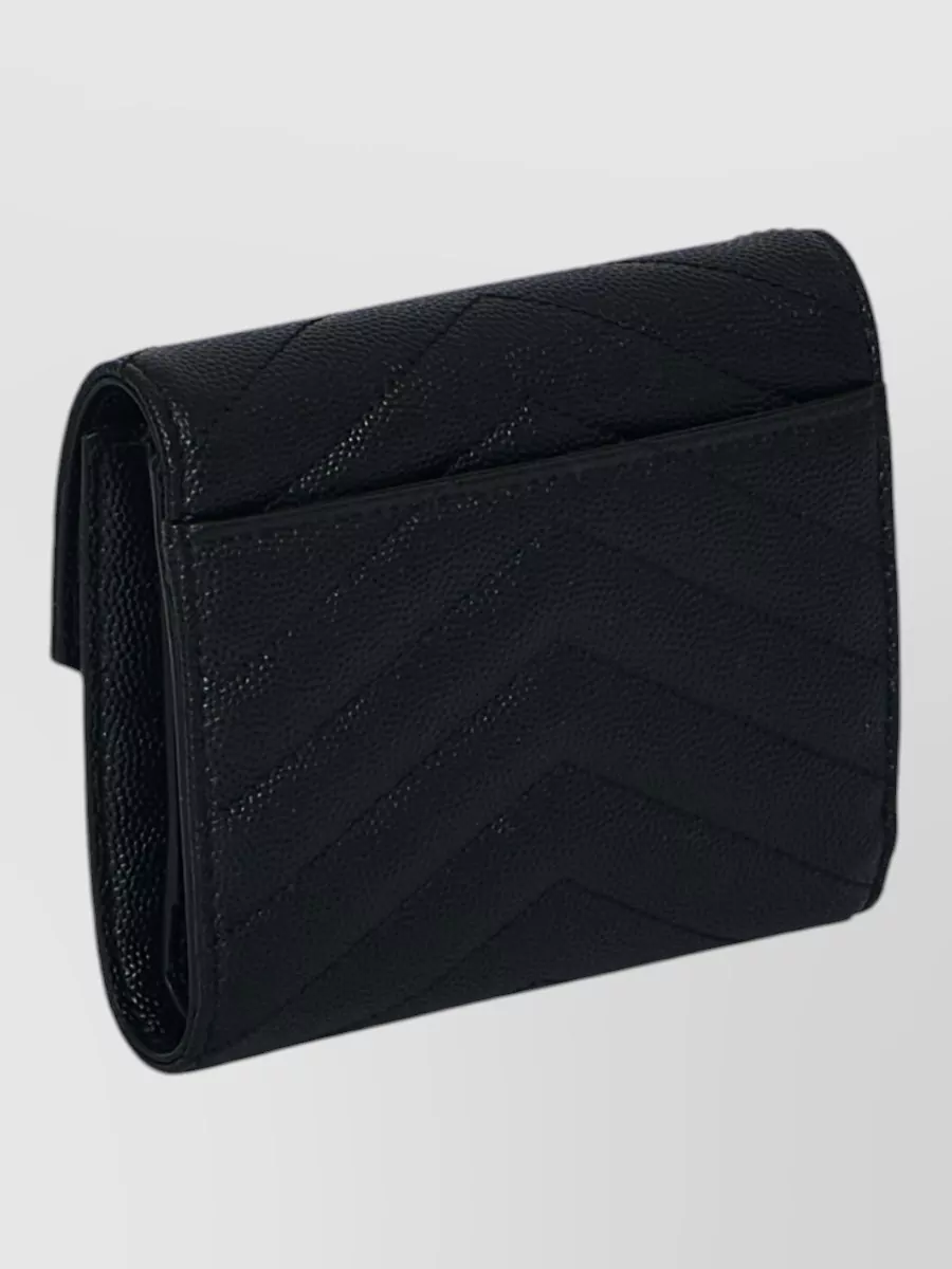 Saint Laurent Monogram Chevron Calfskin Tri Fold Wallet