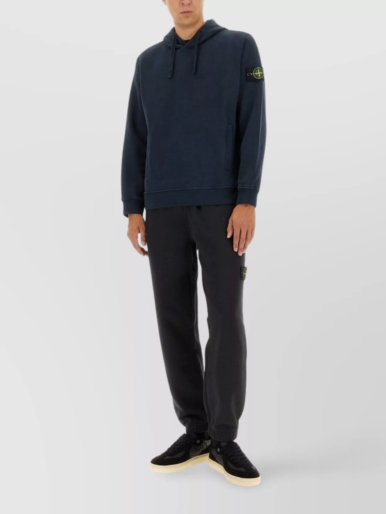 Stone Island Hooded Cotton Sweatshirt Featuring Front Pocket