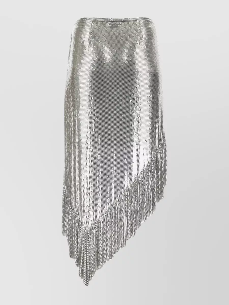 Shop Rabanne Metallic Skirt With Chain Mail Detailing In Grey