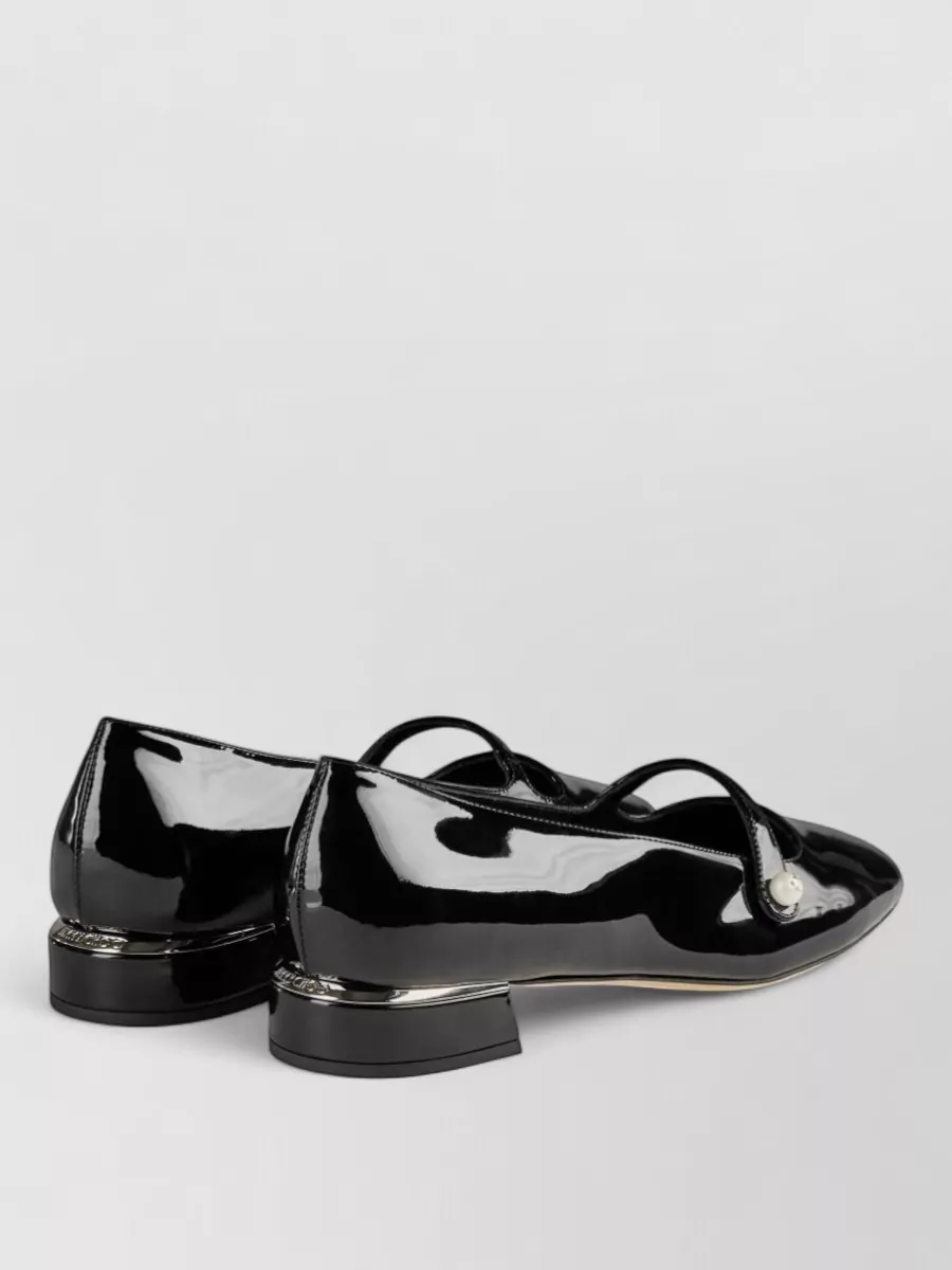 Jimmy Choo Patent Leather Block Heel Ballerina Shoes