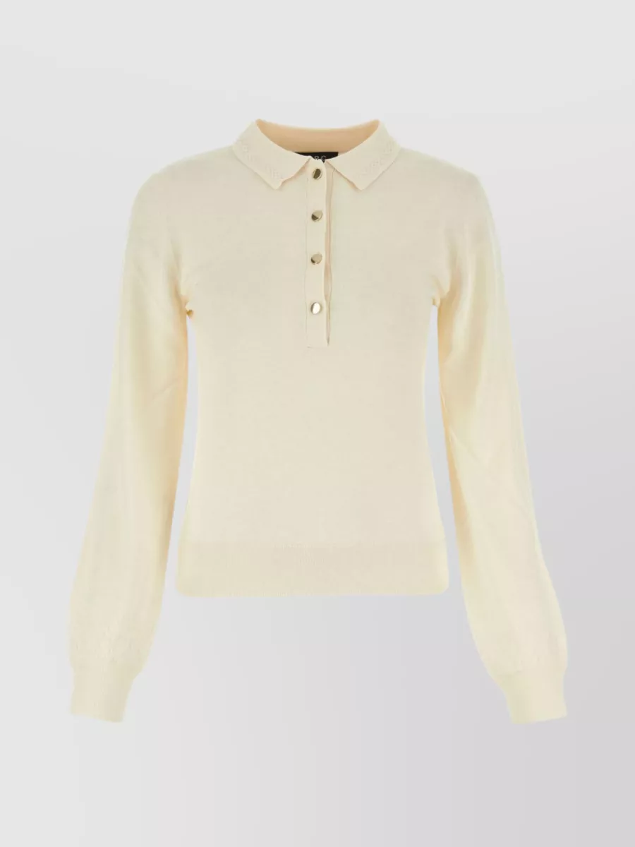Shop Apc Silk Cashmere Blend Polo Shirt In Cream