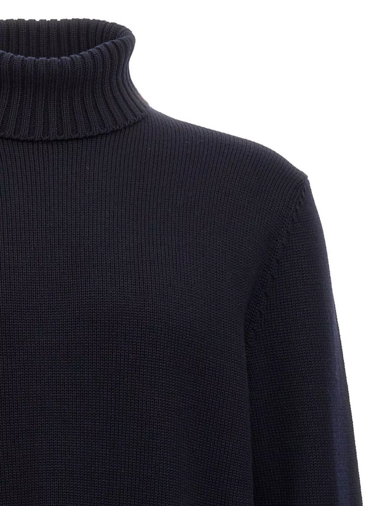 Zanone Turtleneck Wool Sweater With Turn-up Collar And Cuffed Sleeves In Blue