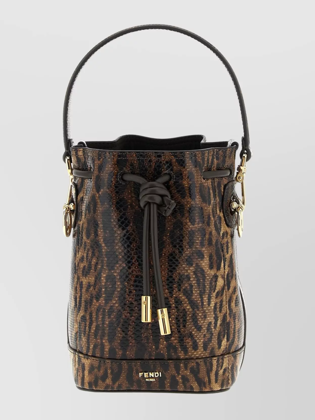 Fendi Mini Bucket Bag Animal Print In Brown