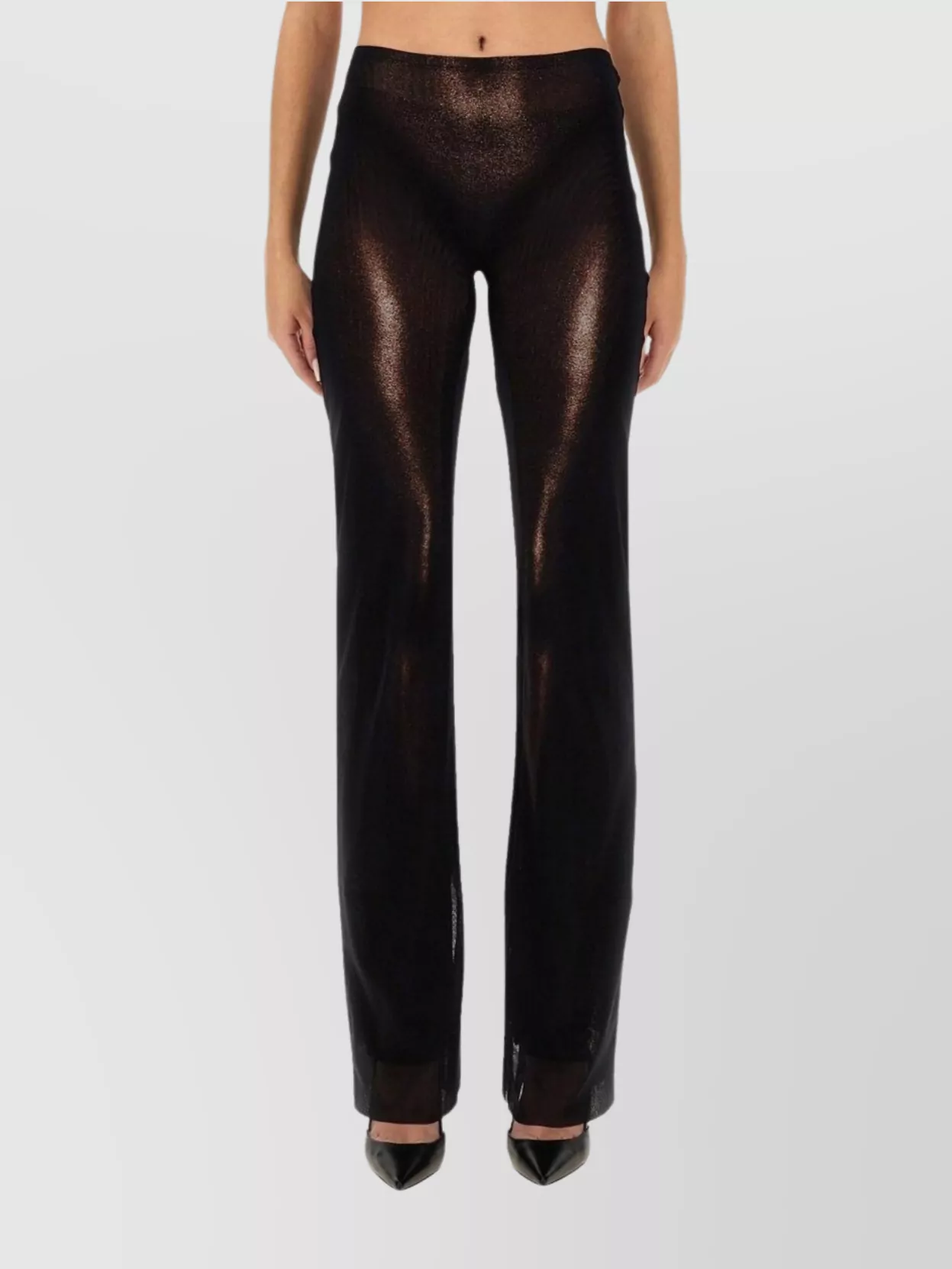 Jean Paul Gaultier High Waist Sheer Trousers With Metallic Finish