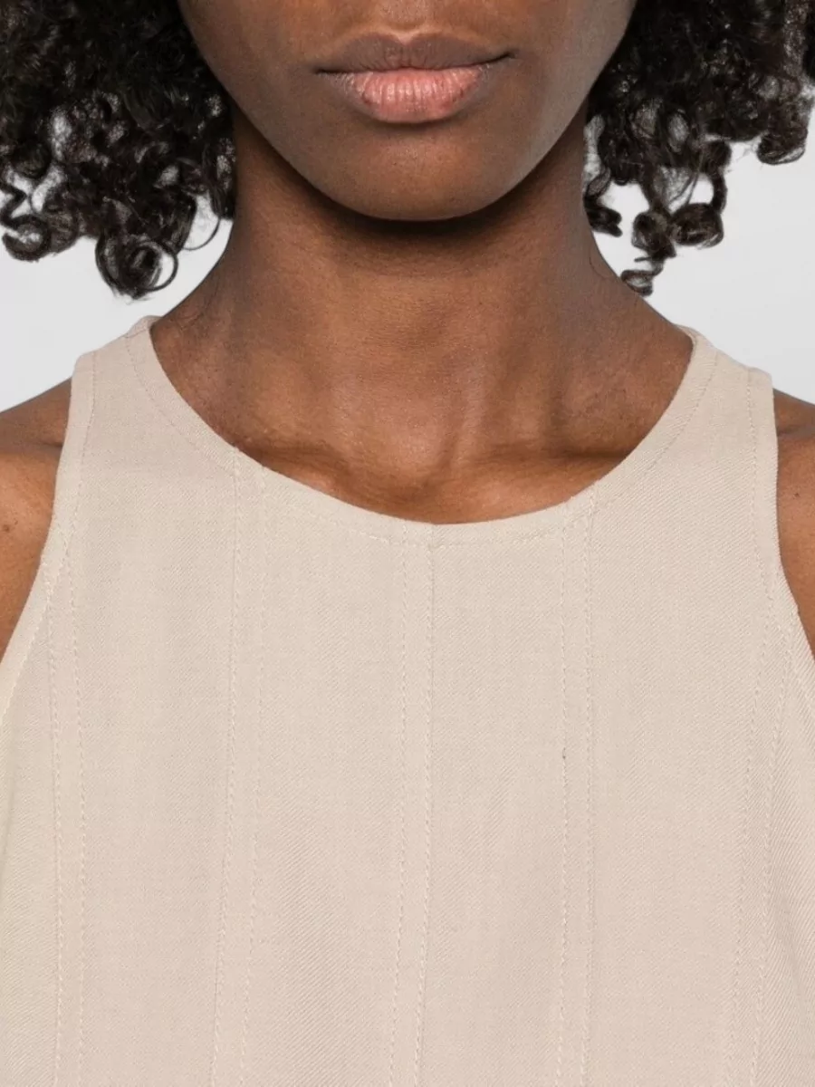 Brunello Cucinelli Linen Blend Halter Neck Midi Dress