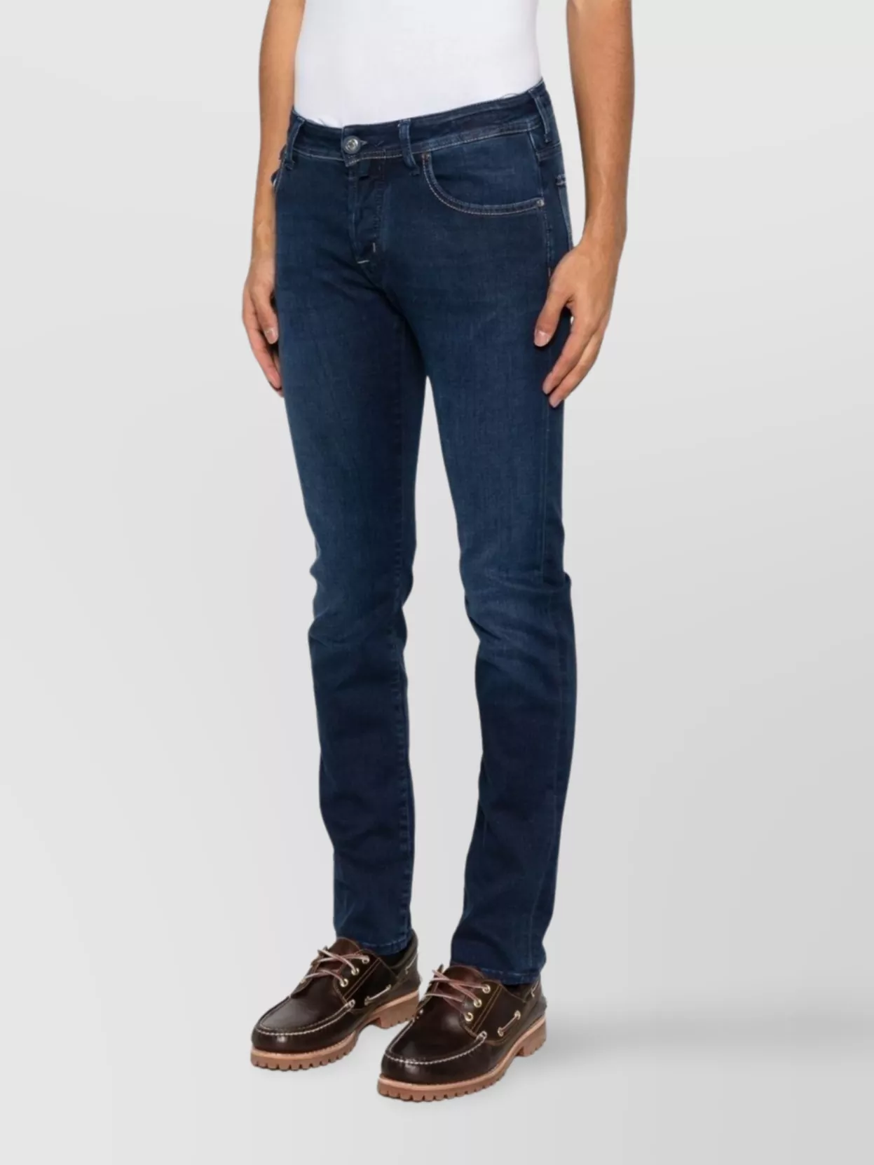 Shop Jacob Cohen Slim Fit Denim Jeans With Contrast Stitching
