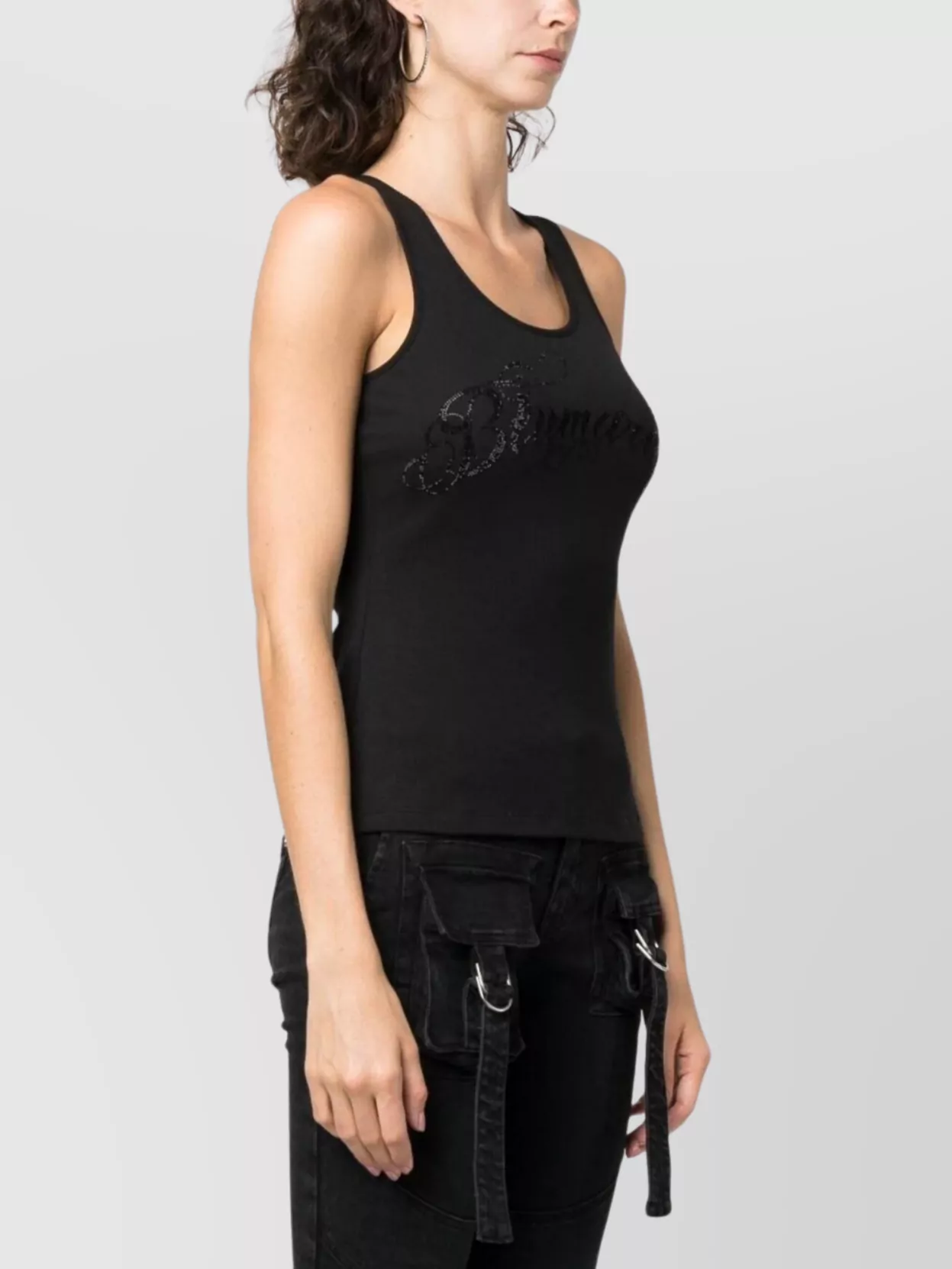 Blumarine Signature Sleeveless Scoop Neck Ribbed Top