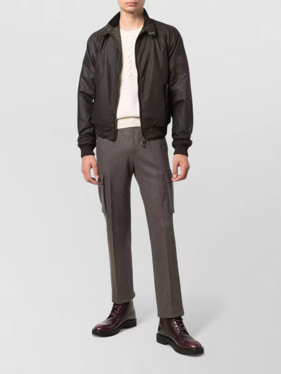 Barbour International Cotton Waxed Funnel Neck Bomber Jacket