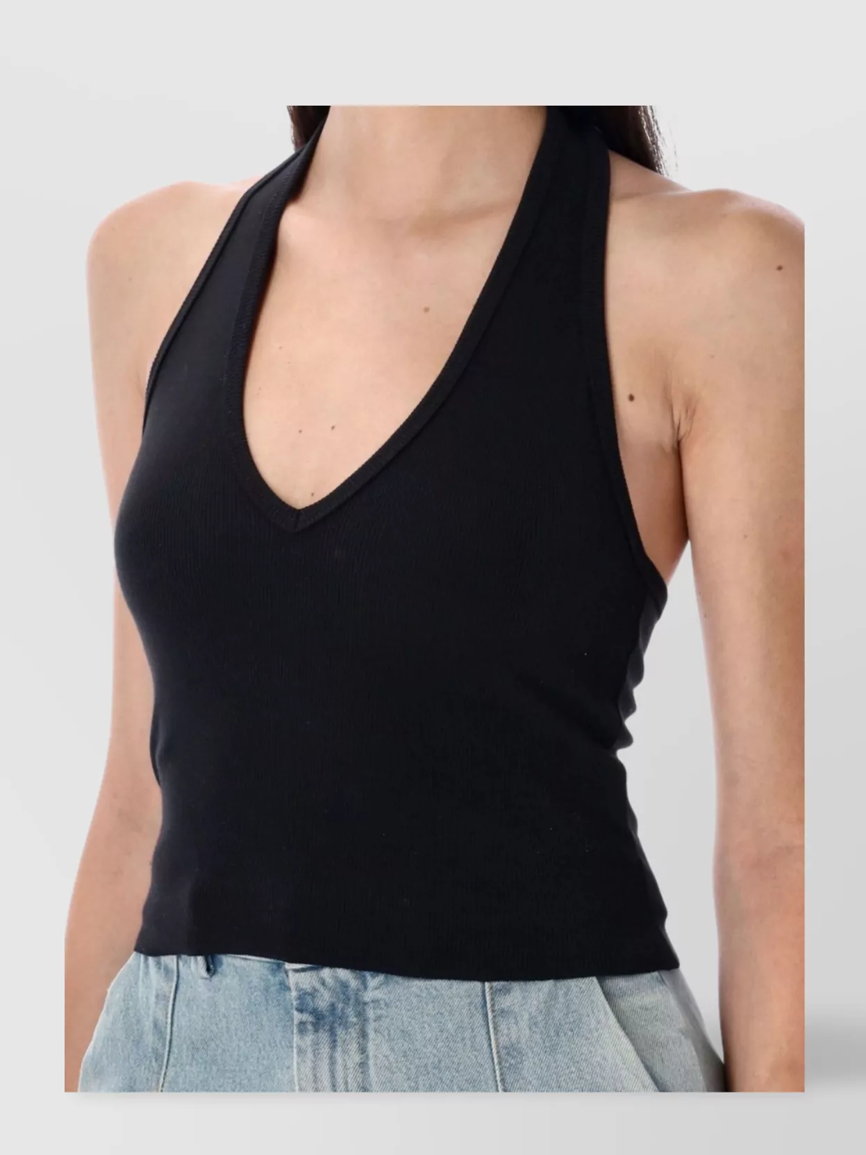Éterne Ribbed Cotton Halter Neck Top