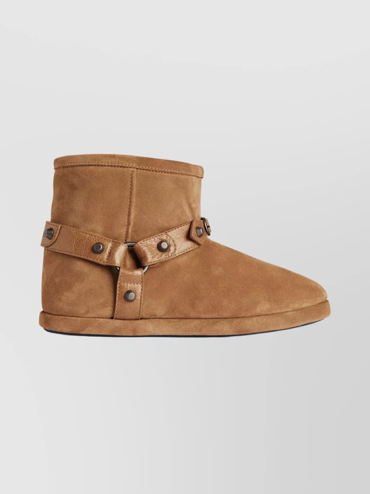 Balenciaga Ankle Boots With Buckle And Flat Sole In Brown