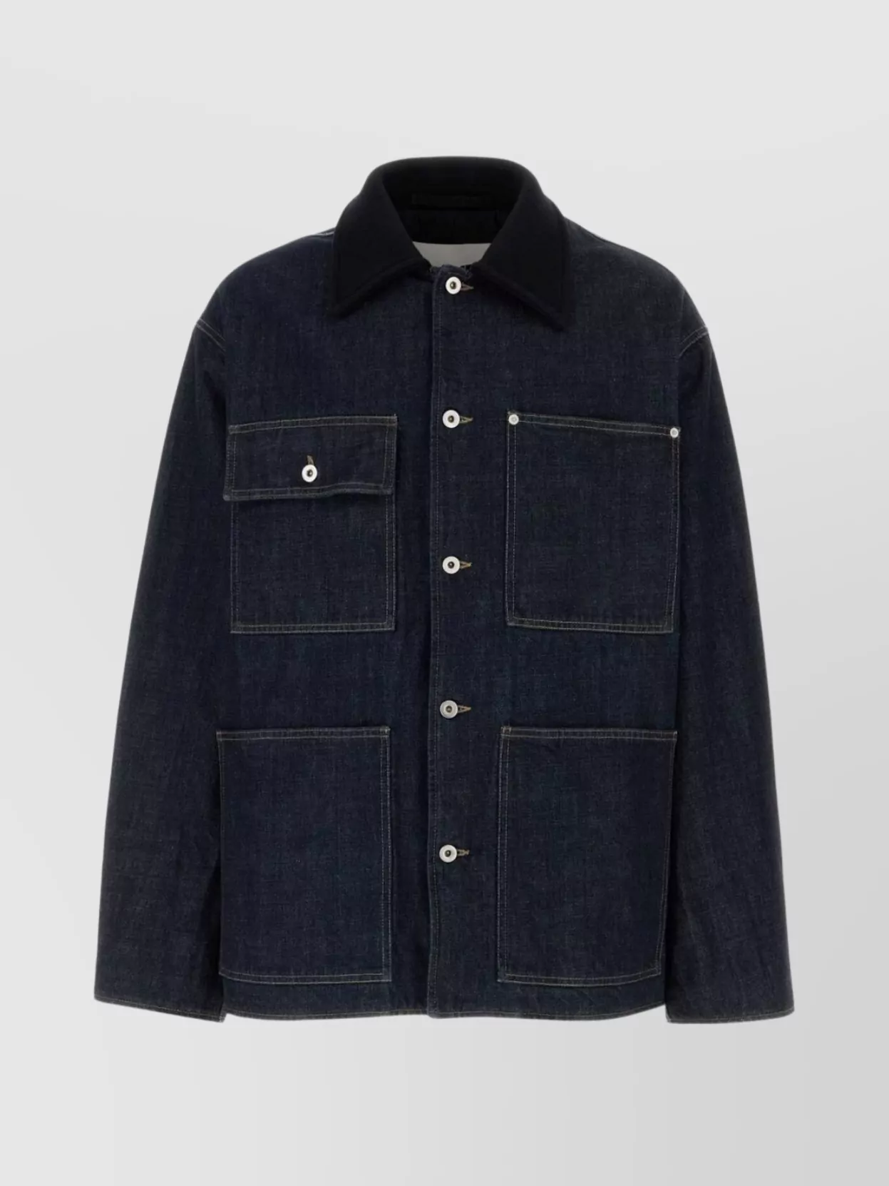 Jil Sander Denim Jacket With Chest Pockets And Collared Neck In Blue