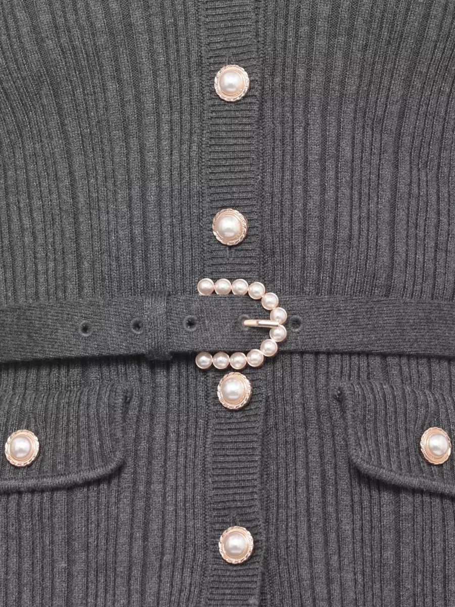 Self-Portrait Cashmere Knit And Twill Midi Dress