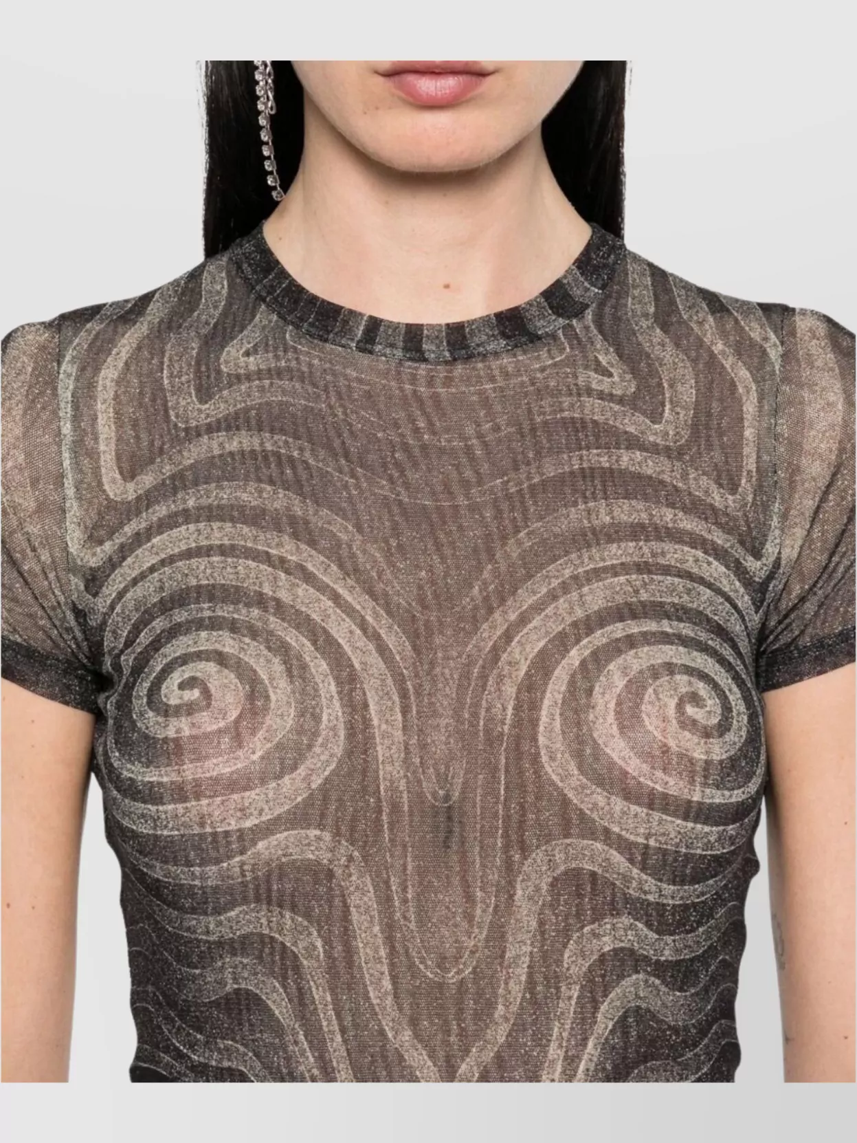 JEAN PAUL GAULTIER MESH SPIRAL PRINTED SHORT DRESS
