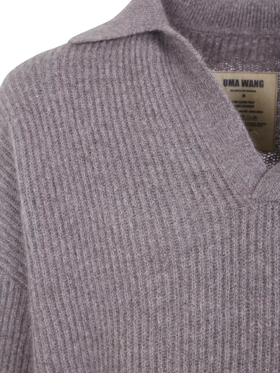Uma Wang Raccoon Wool Long Sleeve Polo Jumper