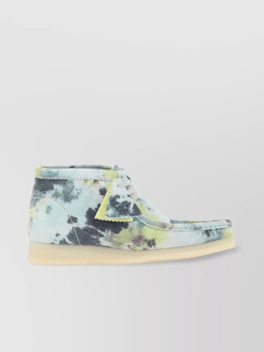 Shop Clarks Patterned Wallabee Ankle Boots With Platform Sole In Pastel