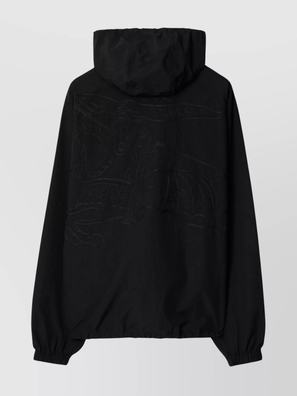 Burberry Logo Embossed Drawstring Jacket In Black