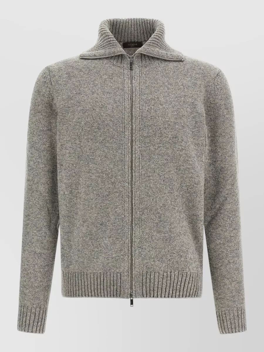 Zanone virgin wool high neck zip cardigan