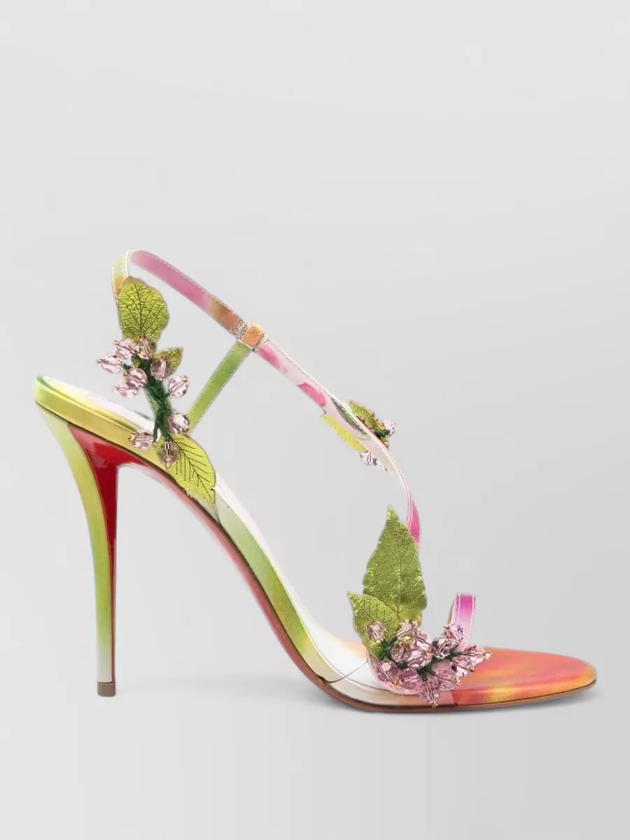 Christian Louboutin Crystal Embellished Floral Appliqué Tie-Dye Print Heel Sandals