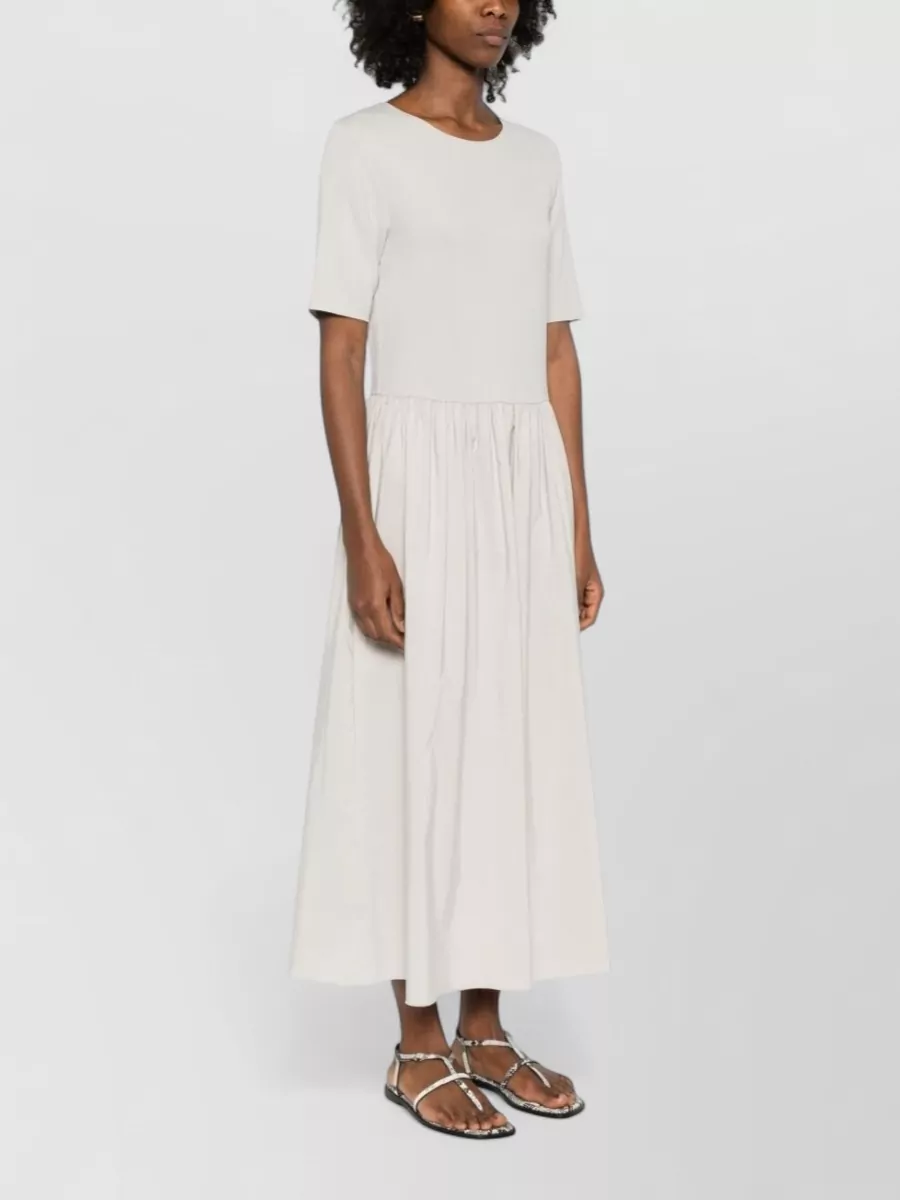 Emporio Armani Midi Dress Gathered Waist Round Neckline