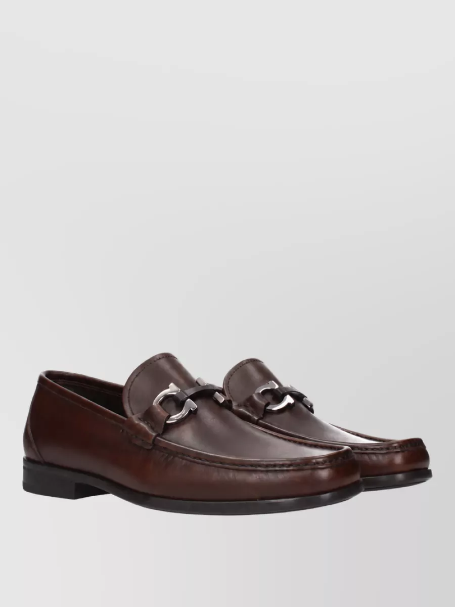 Ferragamo Leather Monk Shoes