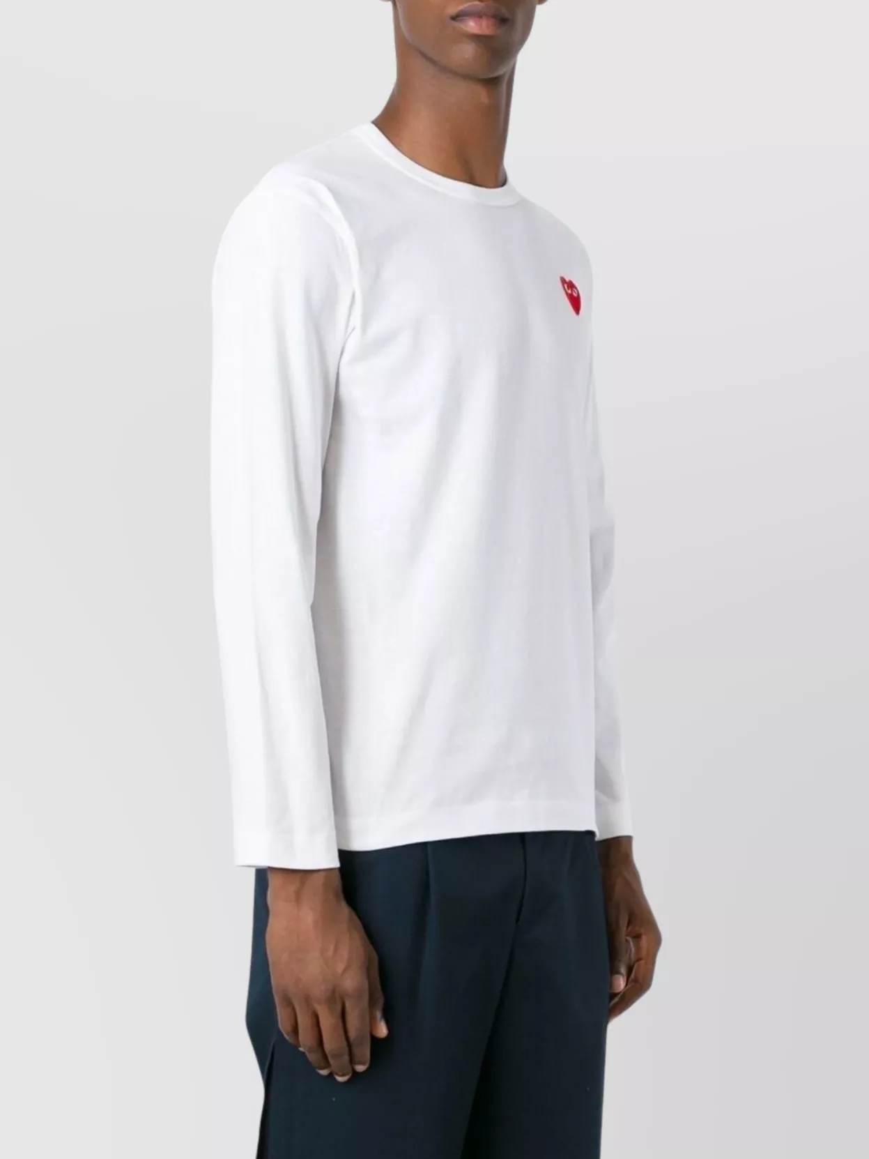 Comme Des Garçons Cotton Crew Neck T-Shirt With Heart Logo Patch
