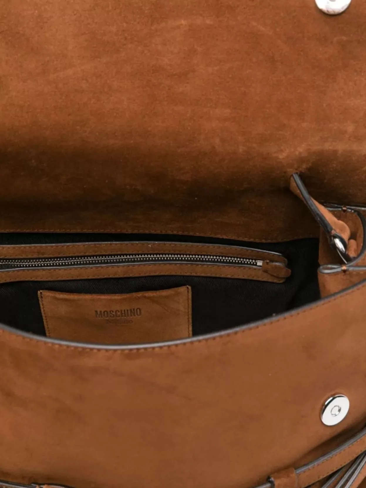 Moschino Suede Top Handle Shoulder Bag Buckle