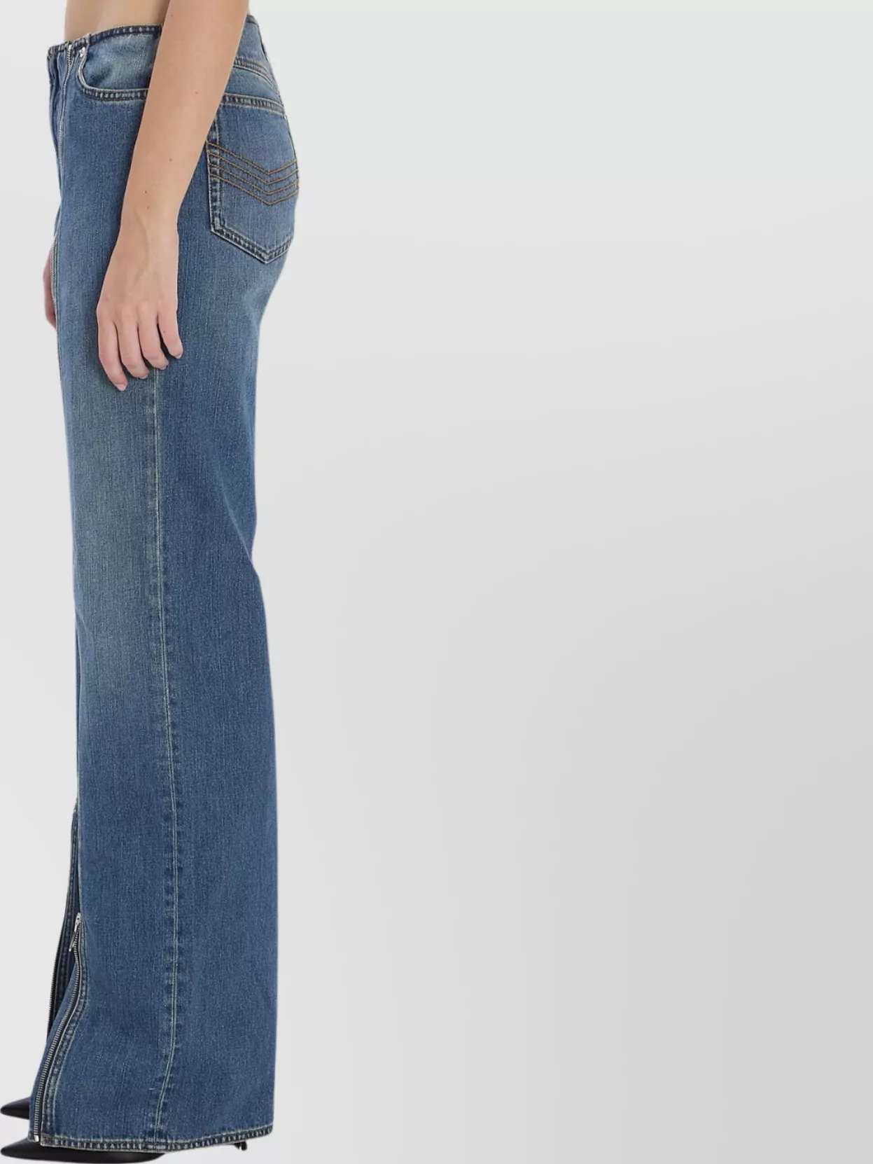 Jean Paul Gaultier Zipped Trousers Featuring Flared Legs In Blue