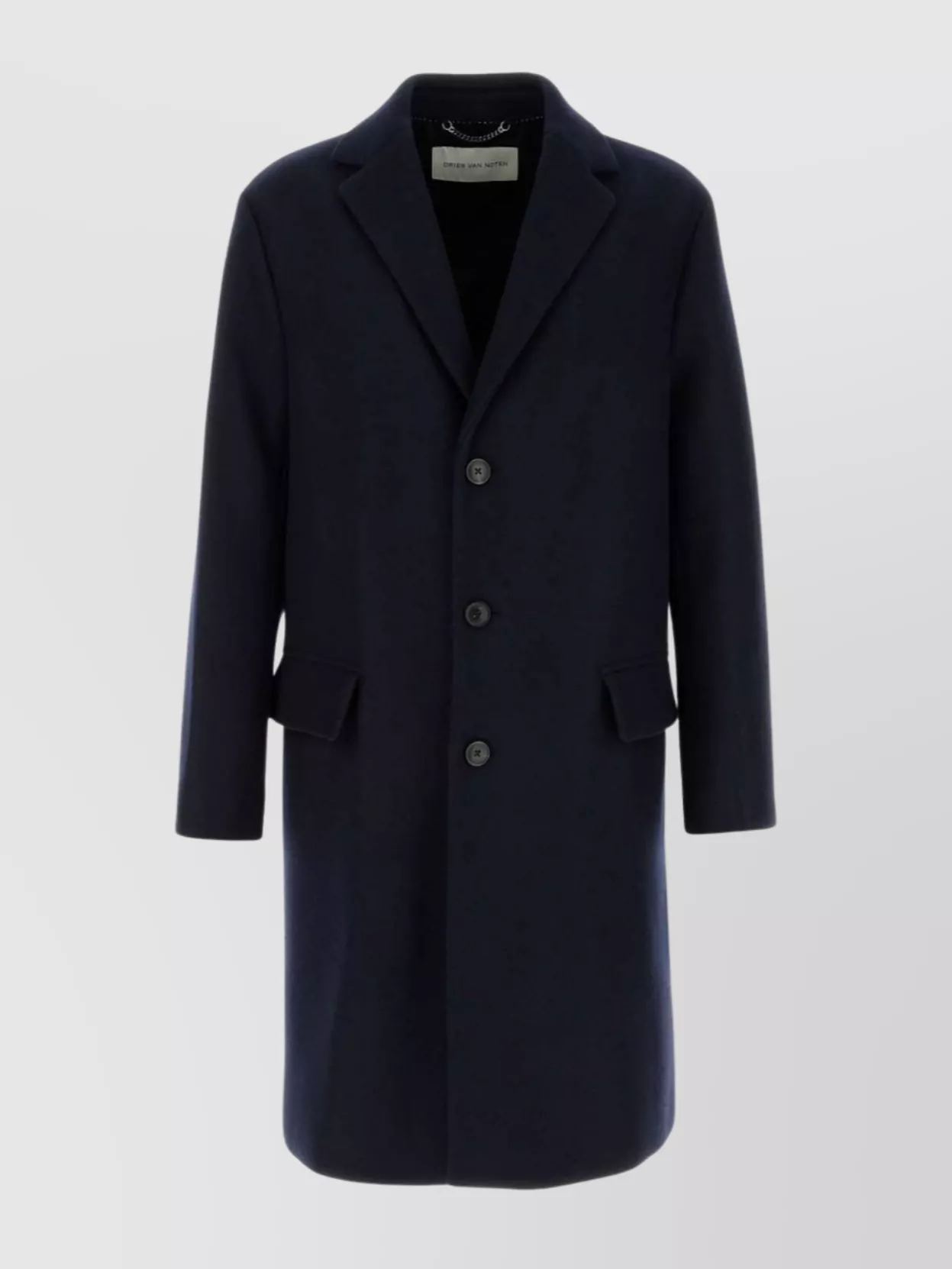 Dries Van Noten Wool Blend Coat With Long Sleeves And Vent In Black